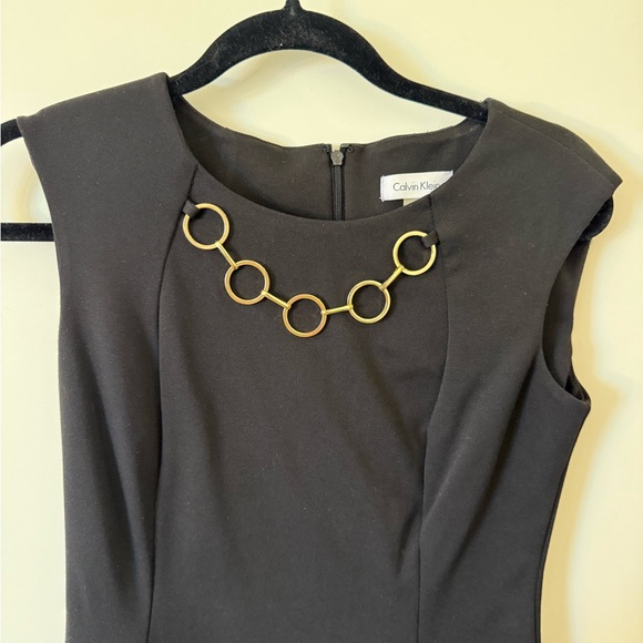 Calvin Klein Black Midi Dress with Gold Rings - Picture 3 of 4